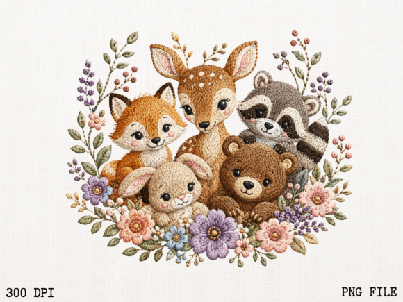 Download Woodland Friends Floral Animal PNG | Cut - Woodland friends Collection