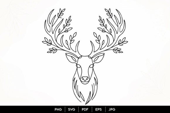 Download Floral Deer Head Line Art SVG - Premium Bundle