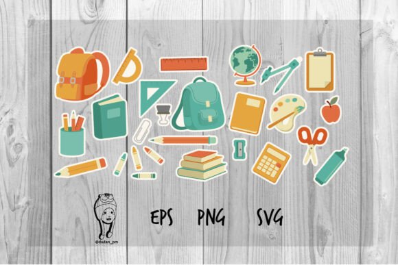 Download Cute School Supplies Stickers, Backpack - Premium Resources