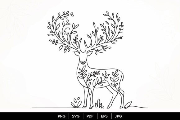 Download Floral Deer Line Art SVG - Premium Bundle