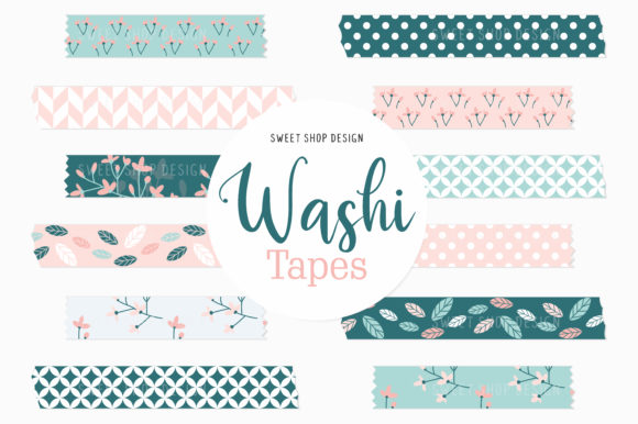 Download Digital Washi Tape Blue Pink Floral - Washi tape Collection