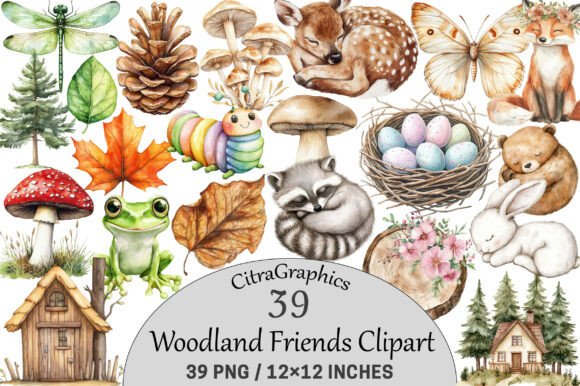 Download Watercolor Woodland Friends Clipart. - Premium Resources