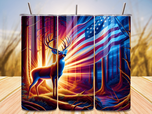 Download Patriotic Deer Woodland Art Tumbler Wrap - Premium Resources